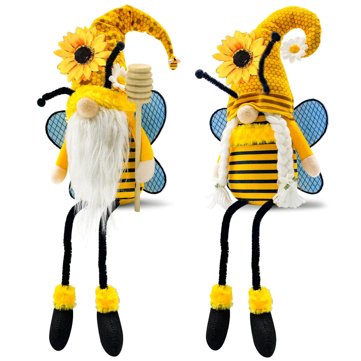 Spring Decorations, Indoor - Yellow Honey Bumble Bee Sunflower Plush Gnomes Doll - Summer Gifts for Women - Bee