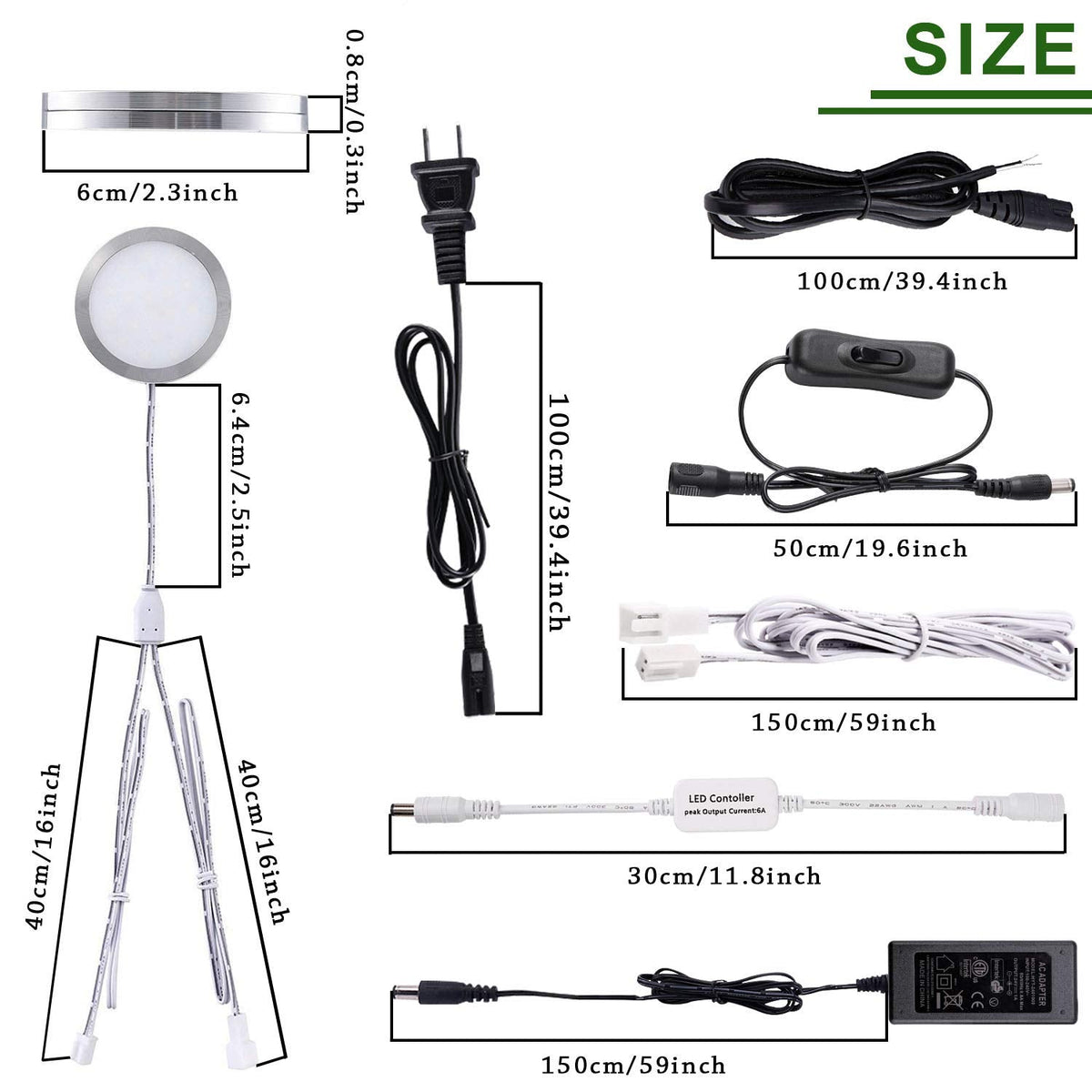 Linkable Under Cabinet LED Lighting 12V Dimmable Puck Lights with Wireless RF Remote Control, Hardwired & Wall Plug