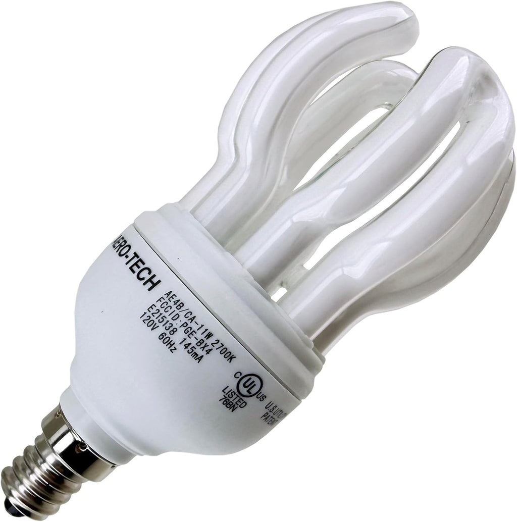 Replacement for AERO-TECH AE4B/CA CFL Light Bulb, 11W, E12 Candelabra Base, 2700K Warm White, A-Shape Compact