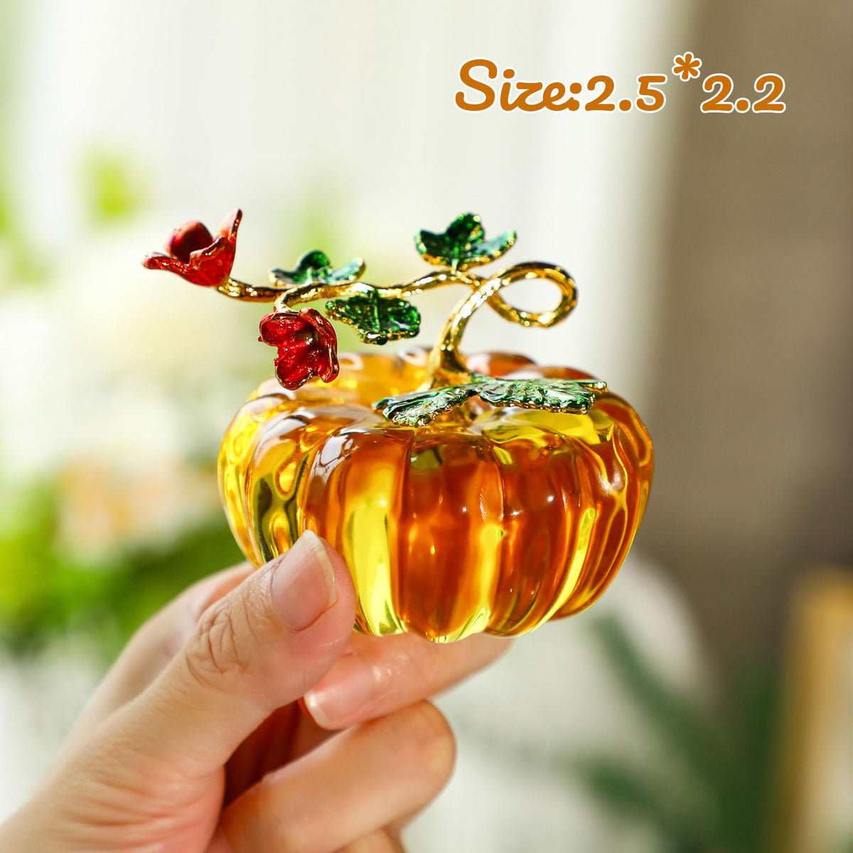 2.5''Glass Pumpkins Figurine for Fall Harvest & Thanksgiving Decorating