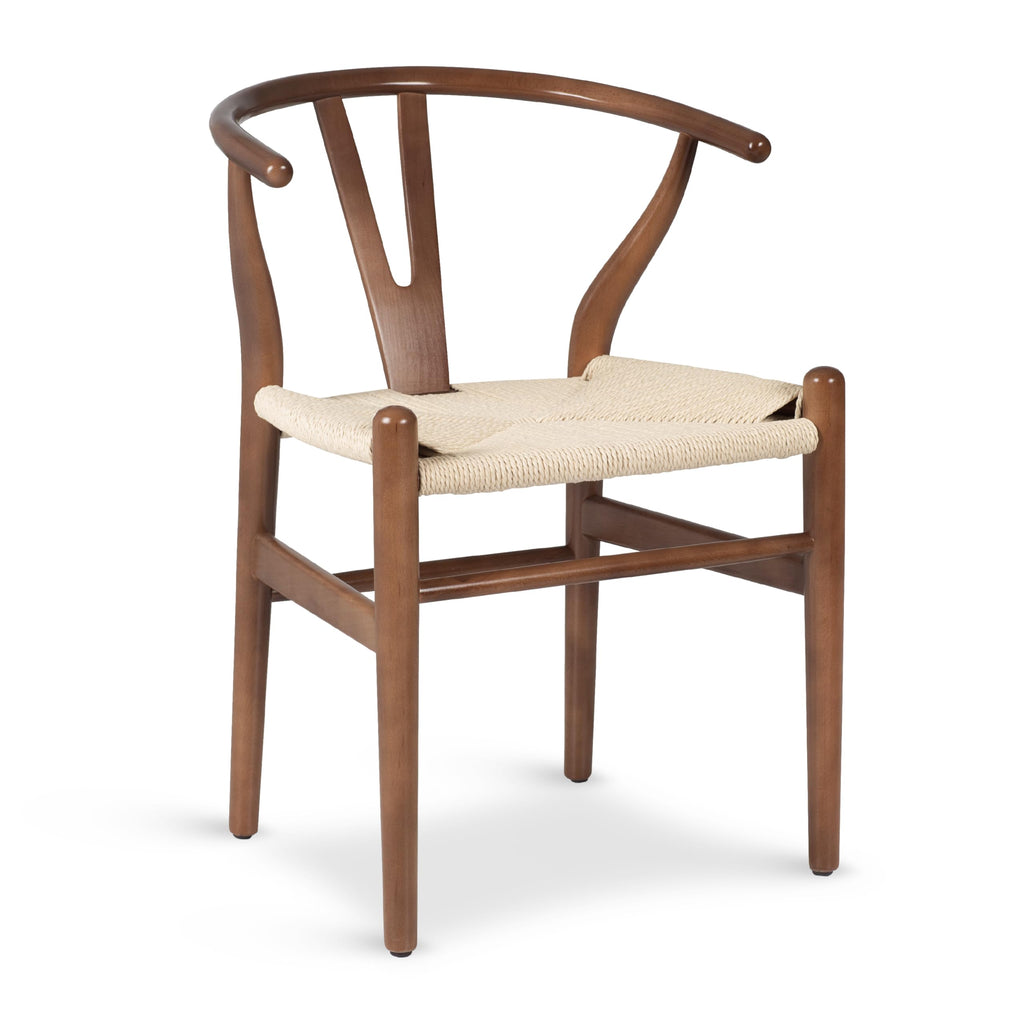 & BARK Weave Dining Chair - Mid-Century Modern Wishbone Dining Chair with Arms, Solid Wood Frame, Indoor Use - Walnut