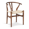 & BARK Weave Dining Chair - Mid-Century Modern Wishbone Dining Chair with Arms, Solid Wood Frame, Indoor Use - Walnut