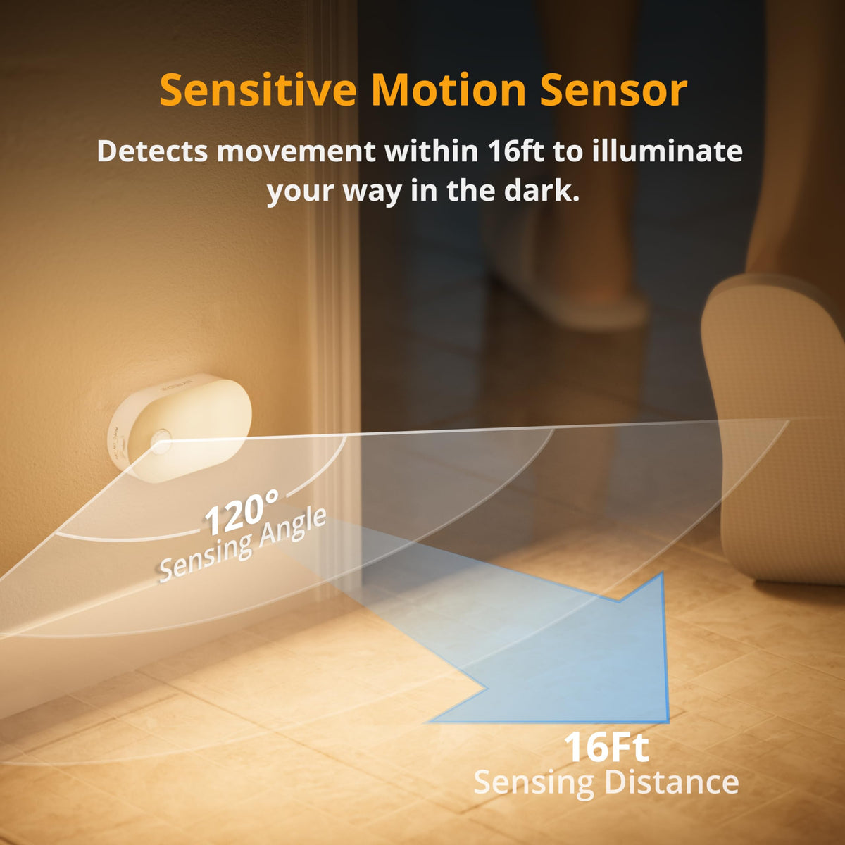 Rechargeable Battery Night Light with Motion Sensor, Portable Mini Warm White LED Stick-on Closet Light, Adjustable