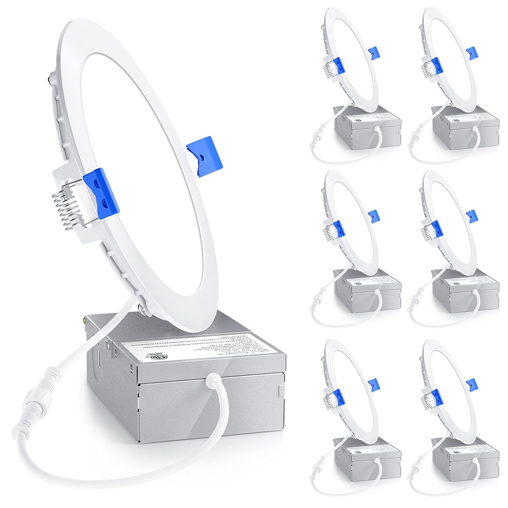 6 Pack 6 Inch 5000K Dimmable Canless Wafer LED Recessed Light