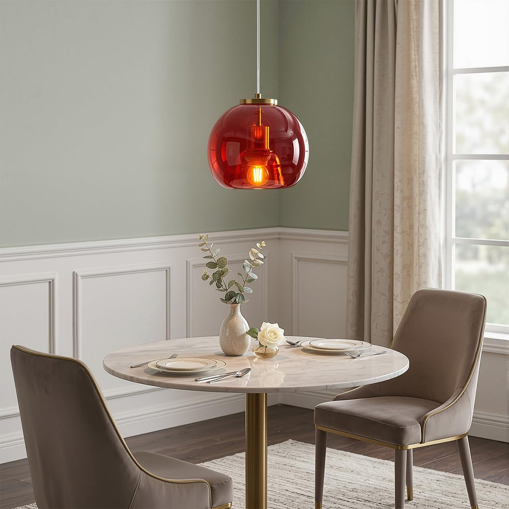 Red Glass Pendant Light Kitchen Island, 7.87", 1 Pack