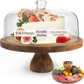 Acacia Wood Cake Stand with Acrylic Lid, 2-in-1 12 inch Round Cake Holder