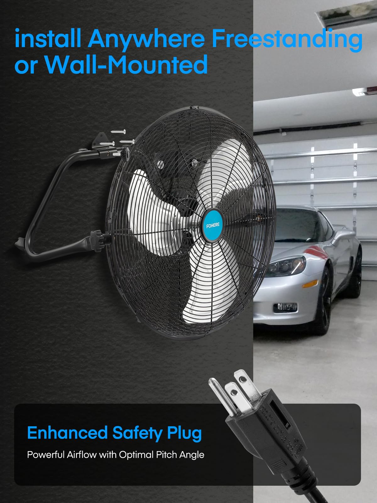 2-Pack 20-Inch High Velocity Floor & Wall Mount Fans, 4700 CFM