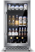 18-inch under-counter beverage refrigerator - 140-Can & 20-Bottle Capacity, Dual-Zone Built