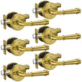 Door Handles Antique Brass Privacy Vintage Door Levers, 6 Pack