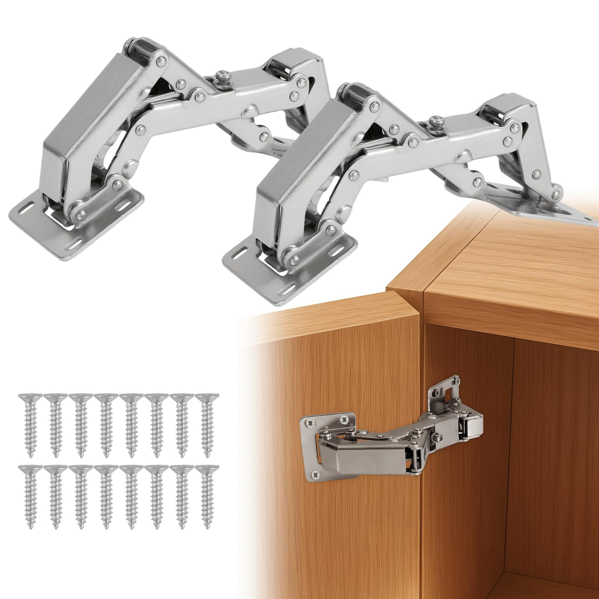 170° Soft Close Cabinet Hinges, Wide Opening Hydraulic Cupboard Hinges for Thick Cabinet Doors, Heavy-Duty Angle