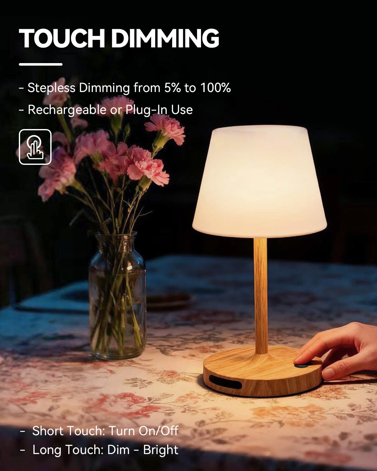 Outdoor Waterproof Shower Lamp, 5200mAh Rechargeable Bathroom Lamp