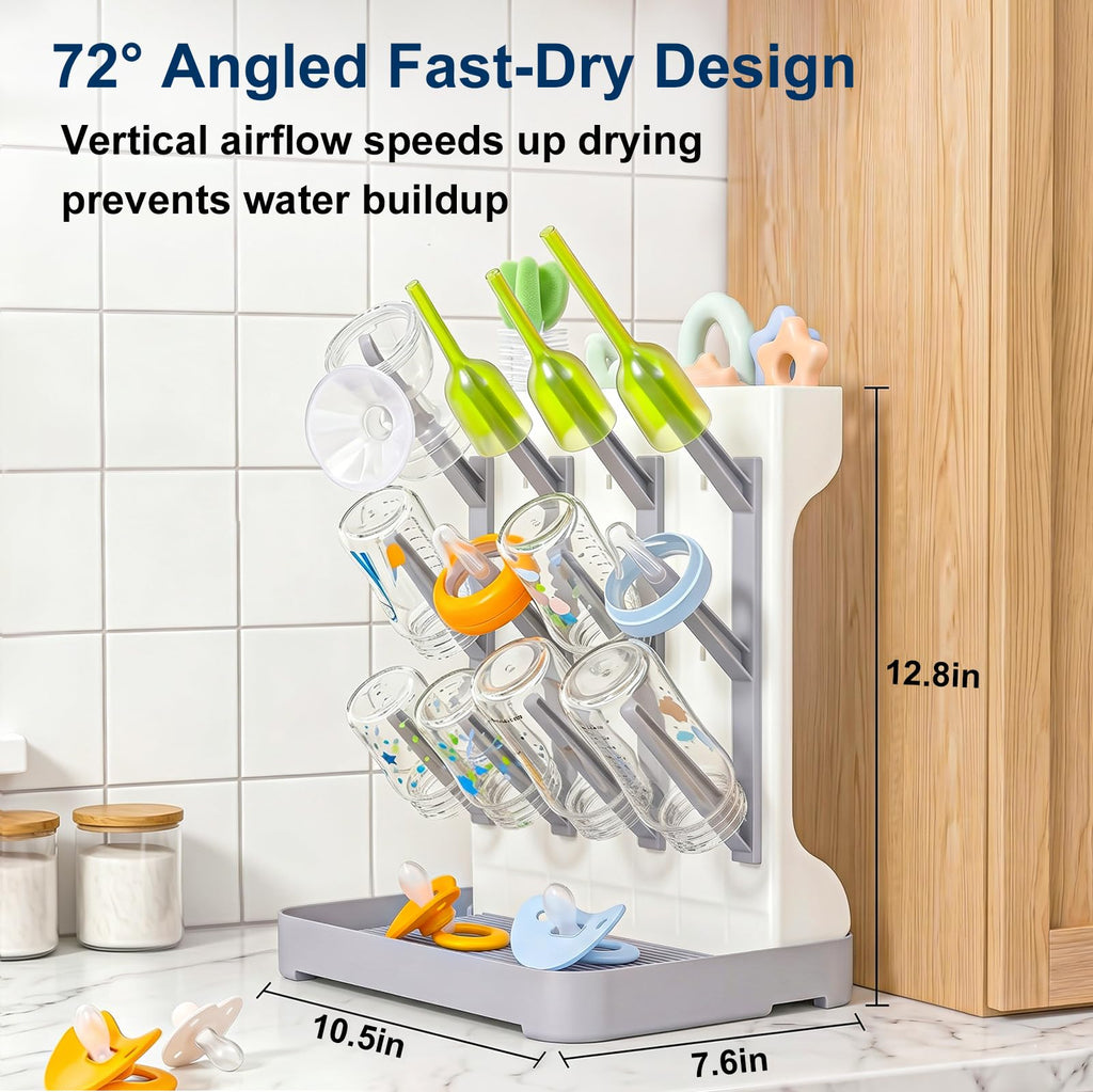 Baby Bottle Drying Rack: Space Saving Vertical Bottle Dryer Holder