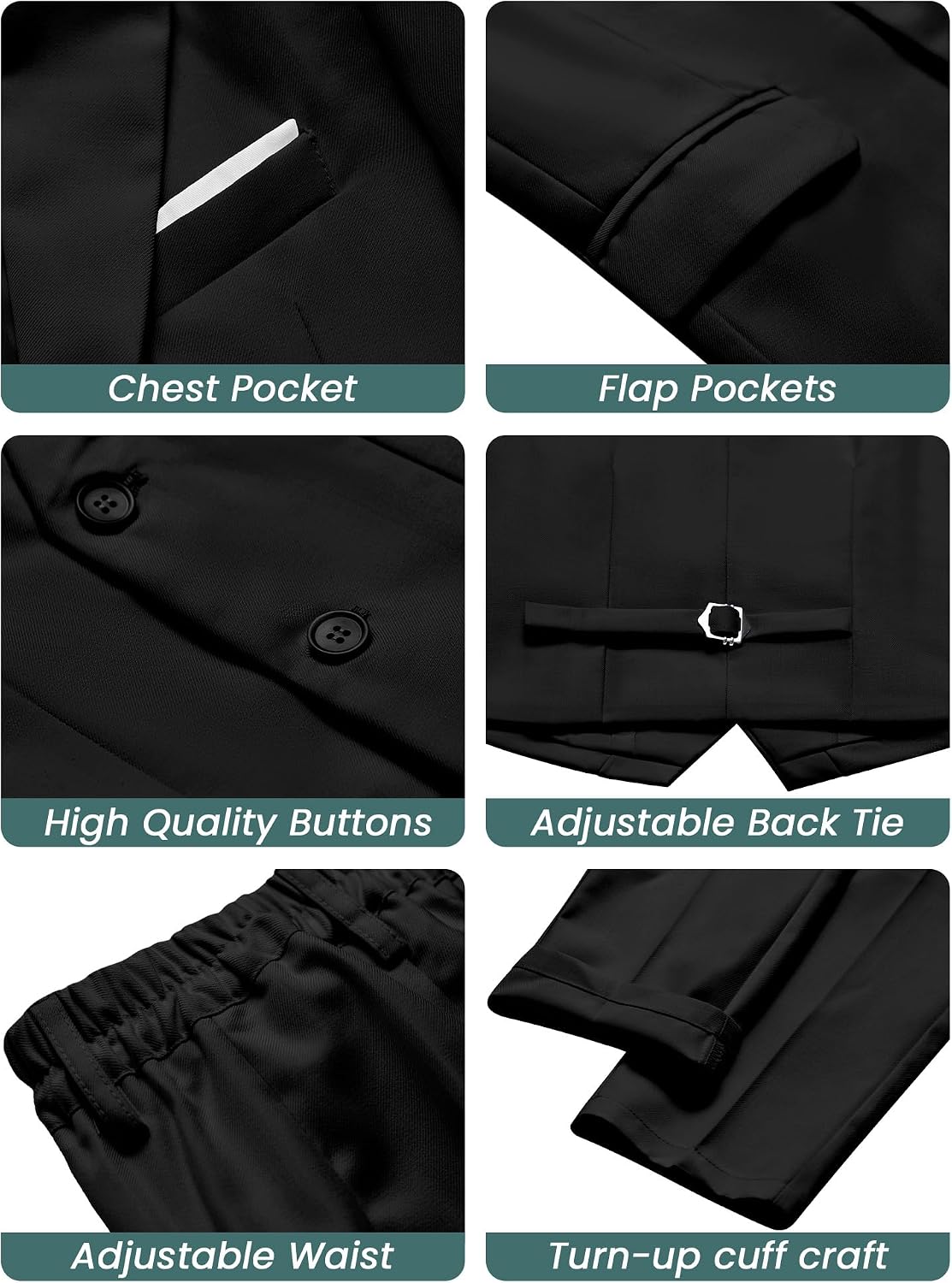 Boys Formal Dress Suits 5 Piece Slim Fit Dresswear Suit Set with Kids