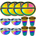 12-Piece Stainless Steel Rainbow Dinnerware Set for 4