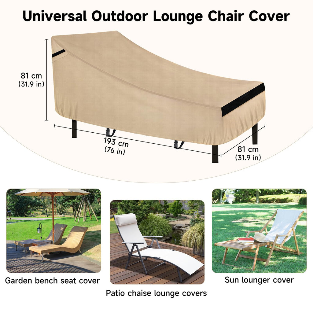 Lounge Chair Covers 2 Pack 420D Waterproof Heavy Duty 76"x32"x32"