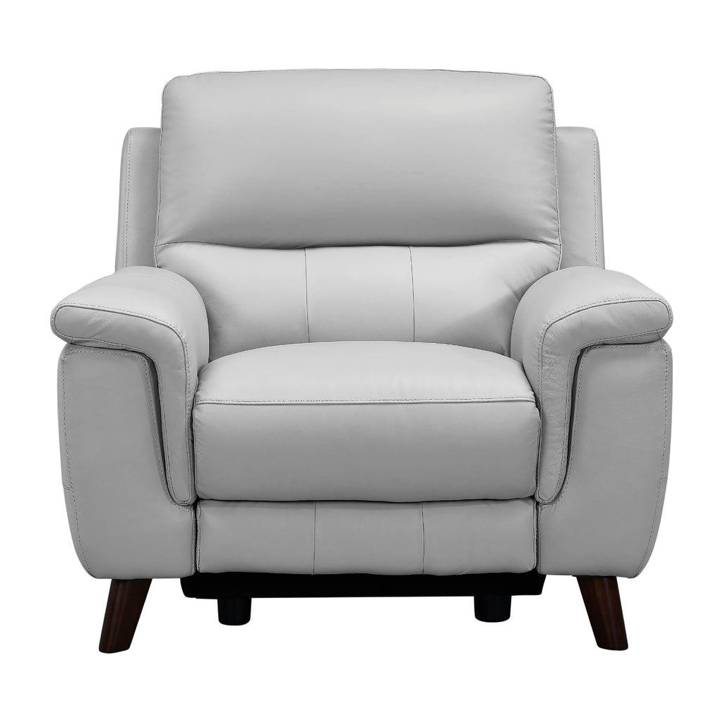Lizette Contemporary Top Grain Leather Power Reclining Living Room Accent Chair, Dove Grey