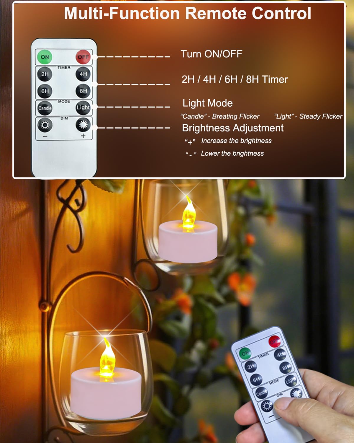 Remote flameless led Tea Light Candles with Timer, Realistic Flickering tealight Candles with Remote, Safe Decorative