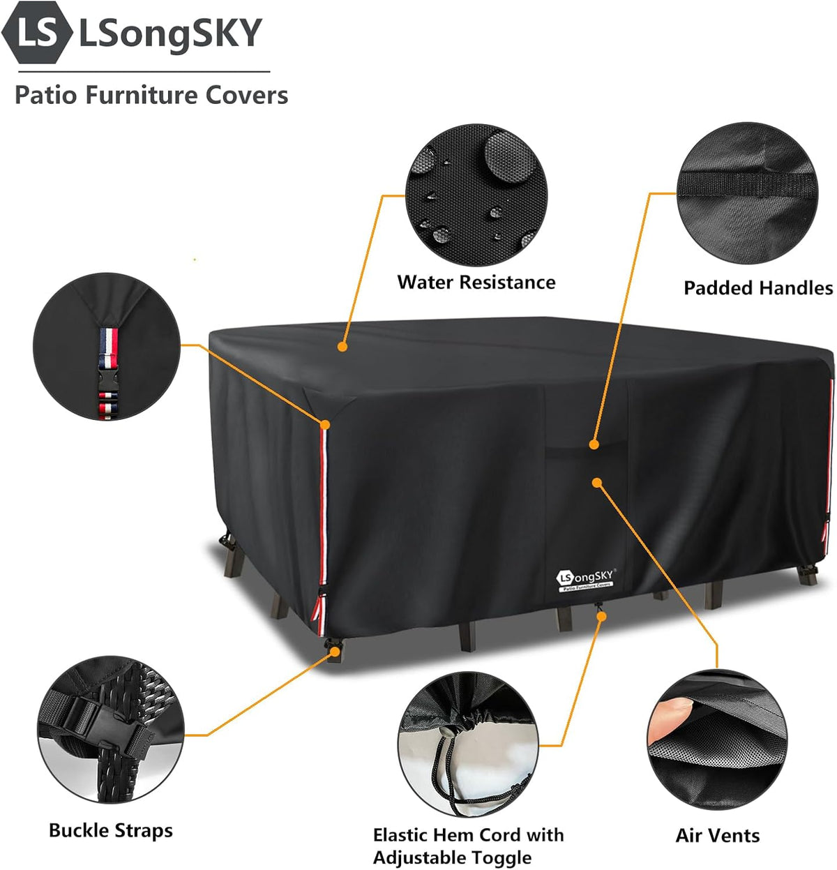 Outdoor Furniture Covers Waterproof,600D Heavy Duty Patio Furniture Covers for 6/7/8 PCS Sets Sectional Sofa Couch - Set of 8