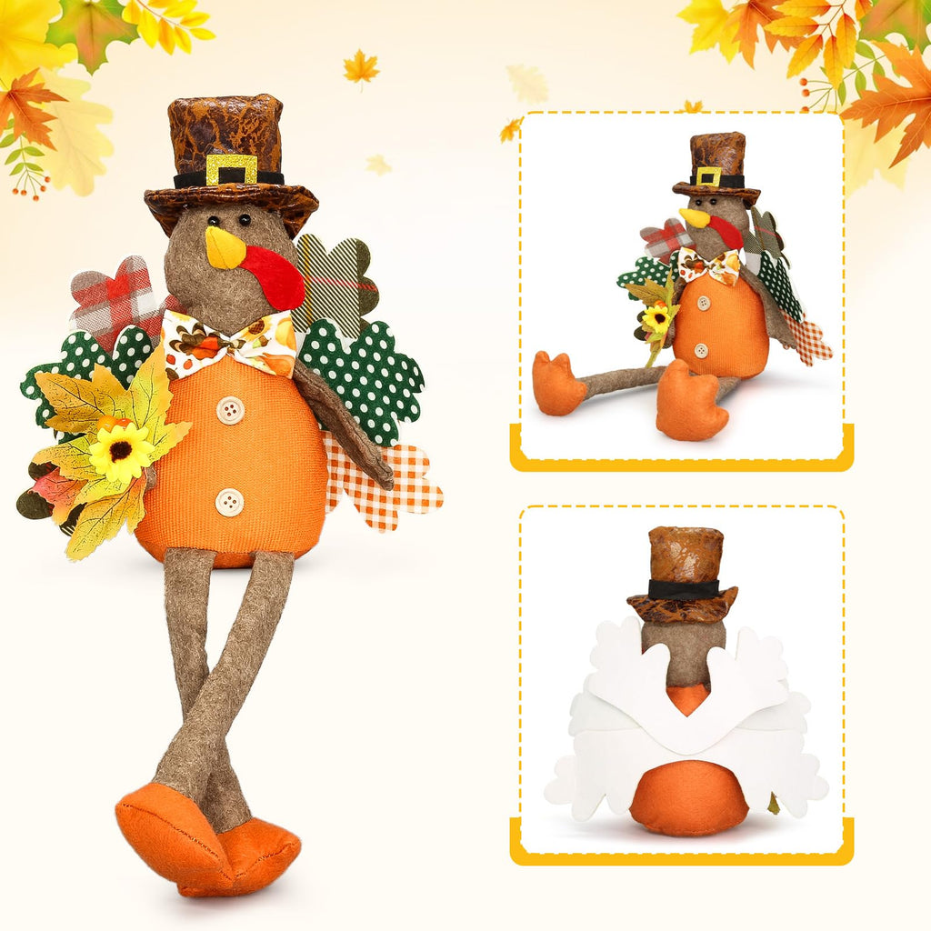2 Pack Stuffed Animal Turkey Doll Thanksgiving Table Decoration