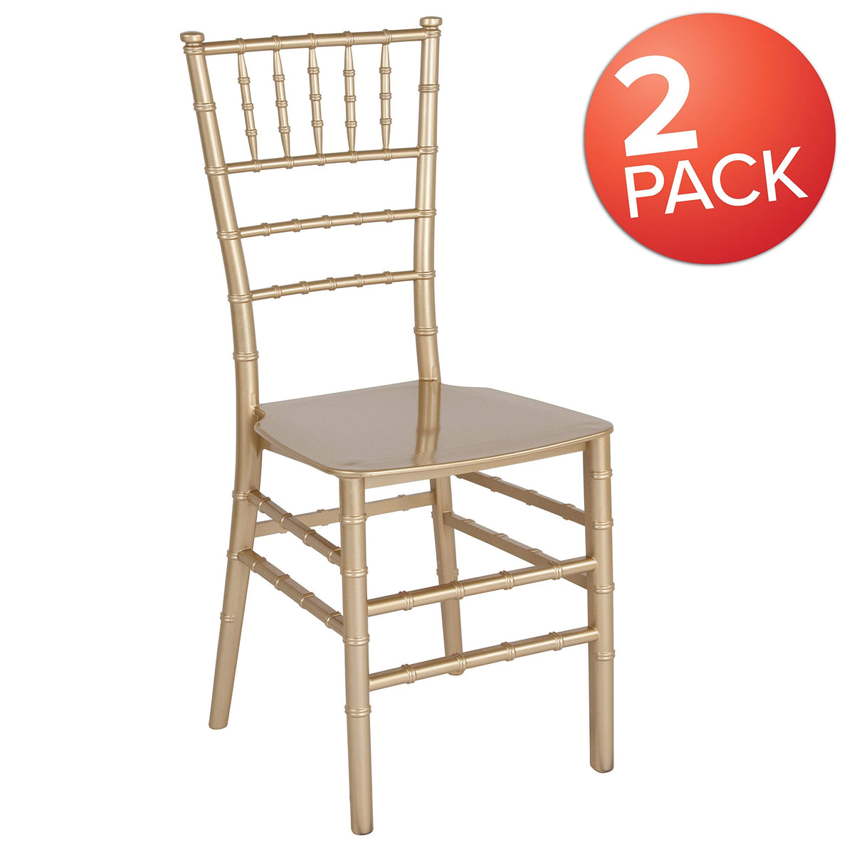 2 Pack HERCULES Series Gold Resin Stacking Chiavari Chair