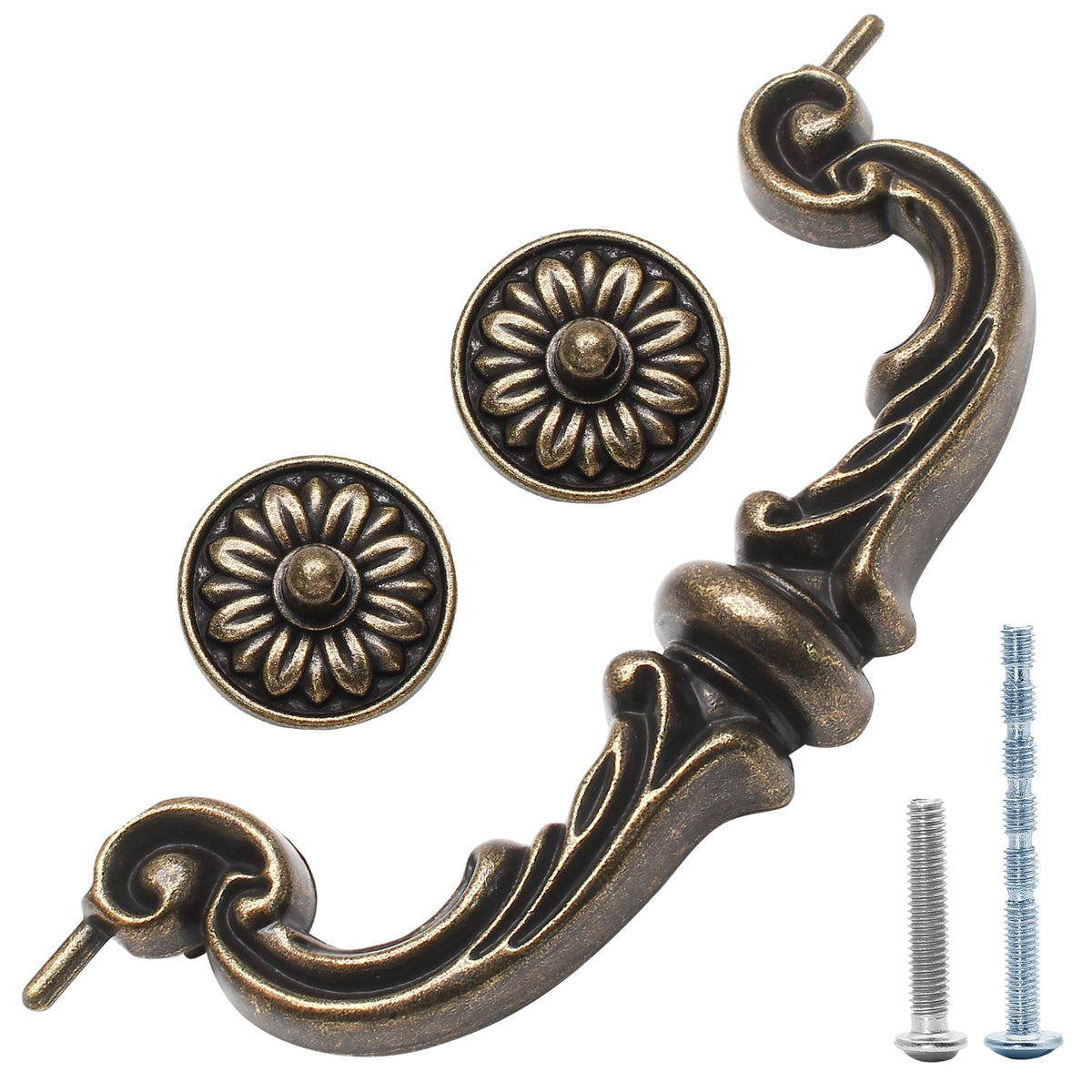 4 Pack Vintage Drawer Pulls 6 in Hole Center Drop Bail Cabinet Pulls