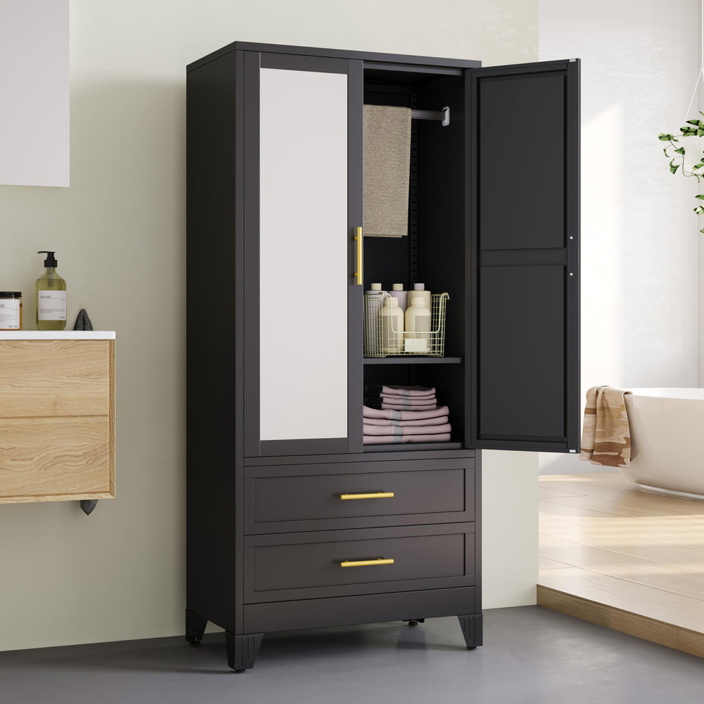 Metal Armoire Wardrobe Closet, 71 "Metal Clothing Storage Cabinet
