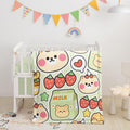 Crib Bedding Set,3pcs Nursery Crib Bedding with Comforter Crib Sheet & Crib Skirt,Cute Bear Milk Strawberry Printed