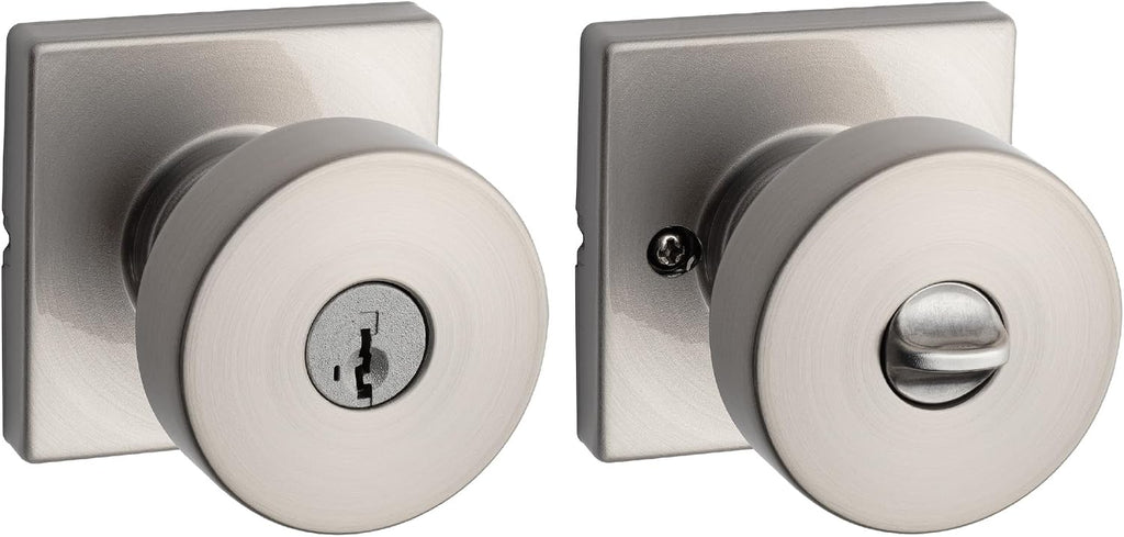 Pismo Entry Door Knob with Lock and Key, Secure Keyed Handle Exterior, Front Entrance and Bedroom, Satin Nickel, Pick