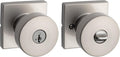 Pismo Entry Door Knob with Lock and Key, Secure Keyed Handle Exterior, Front Entrance and Bedroom, Satin Nickel, Pick