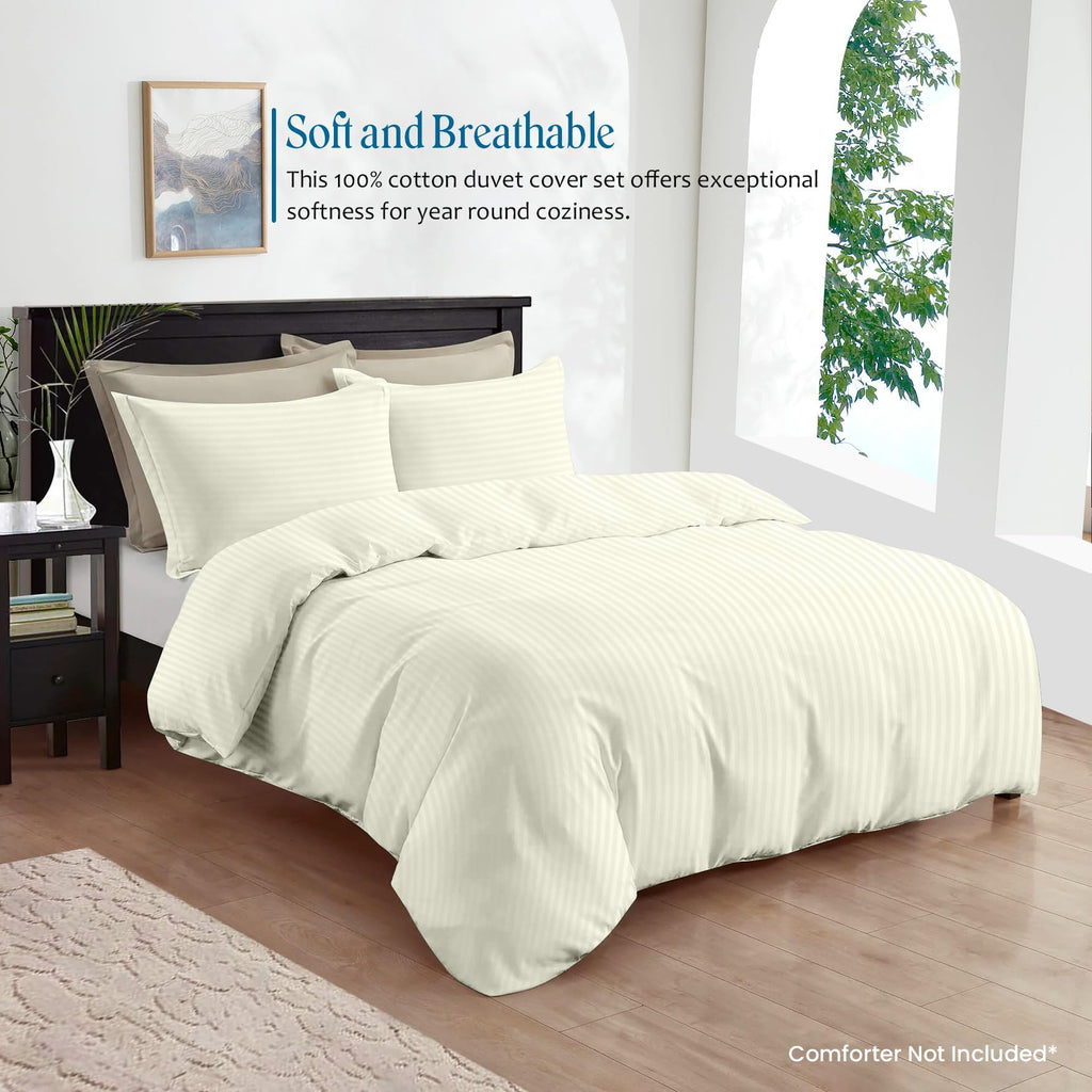 3-Sided Zipper Closure Duvet Cover - Easy On & Off Bedding, Egyptian Cotton Duvet Cover Set King Size (90" x