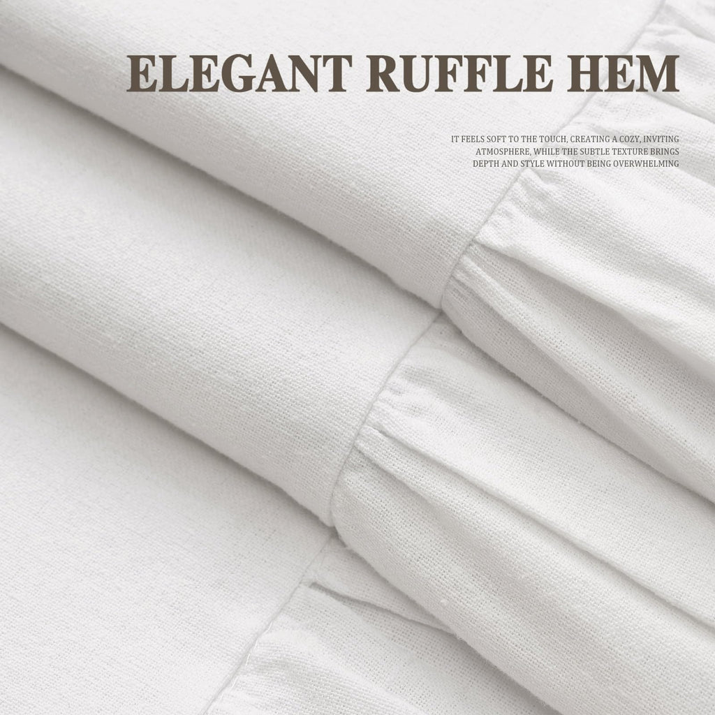Farmhouse Ruffle Linen White 72" W x 75" L