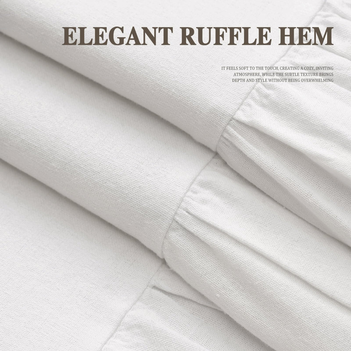 Farmhouse Ruffle Linen White 72" W x 75" L