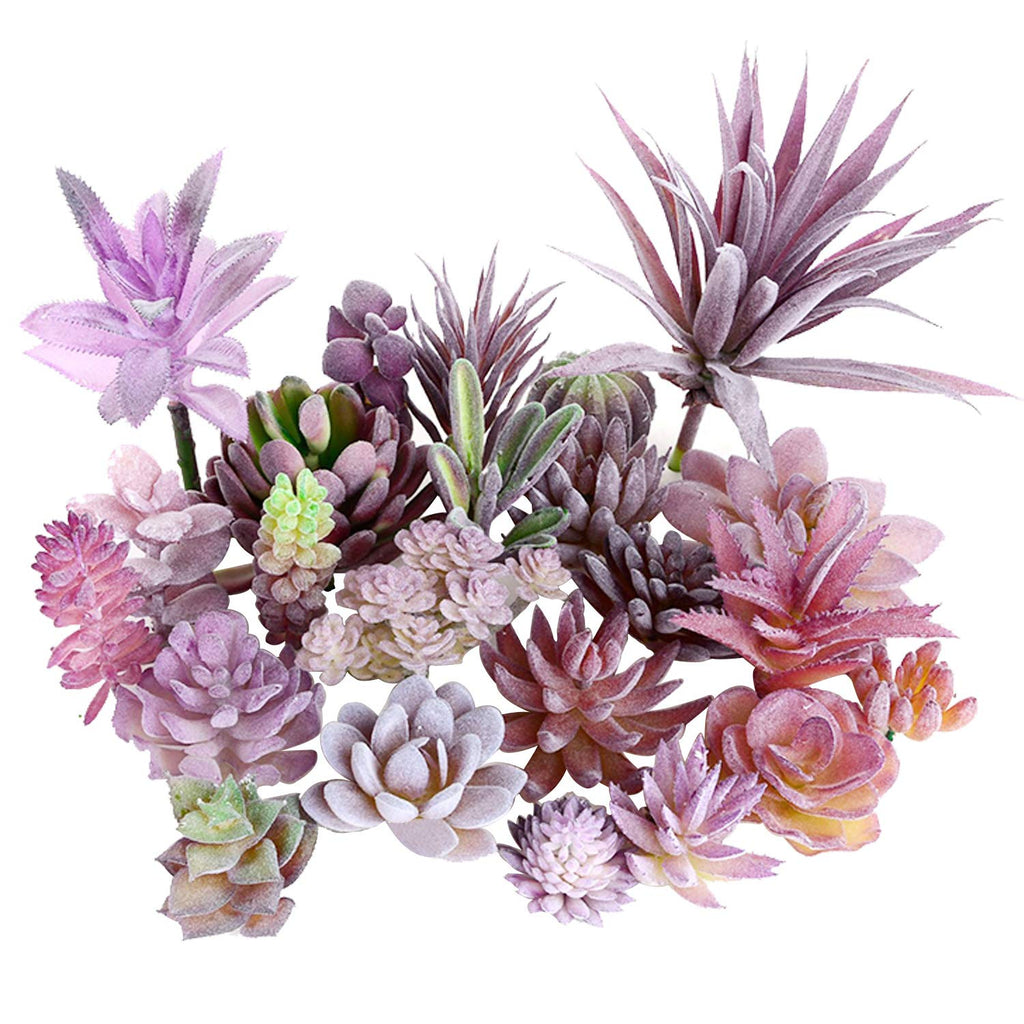 15 PCS Artificial Succulent Plants, Purple Fake Succulent, Unpotted Faux Succulent Assortment in Flocked Blue in