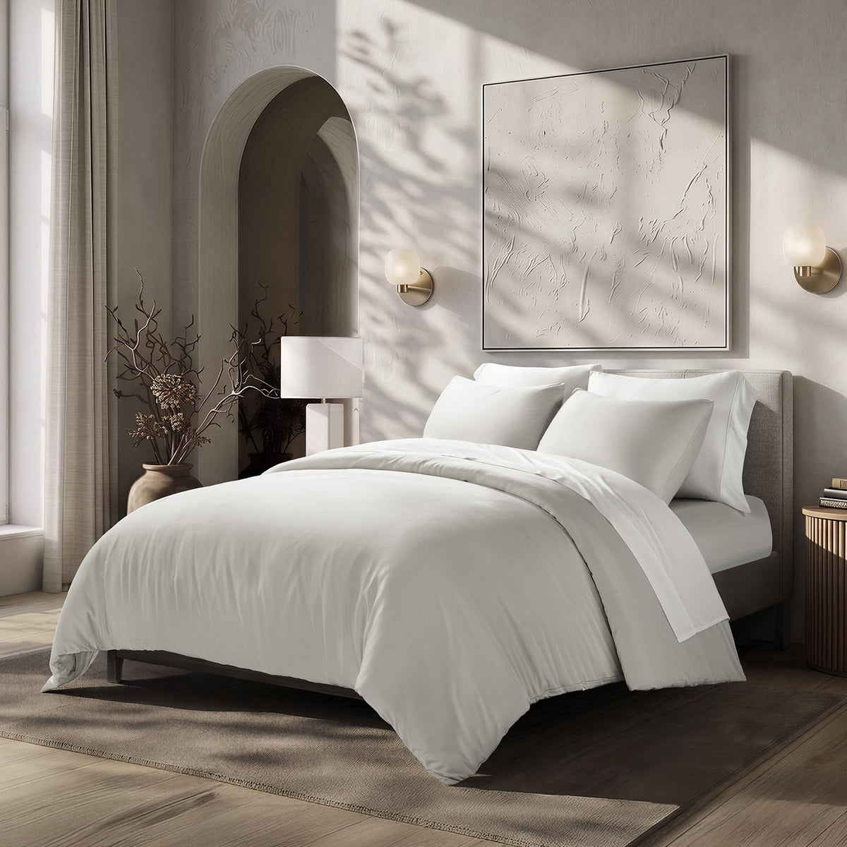 100% Rayon from Bamboo Duvet Cover Set, Frost Gray