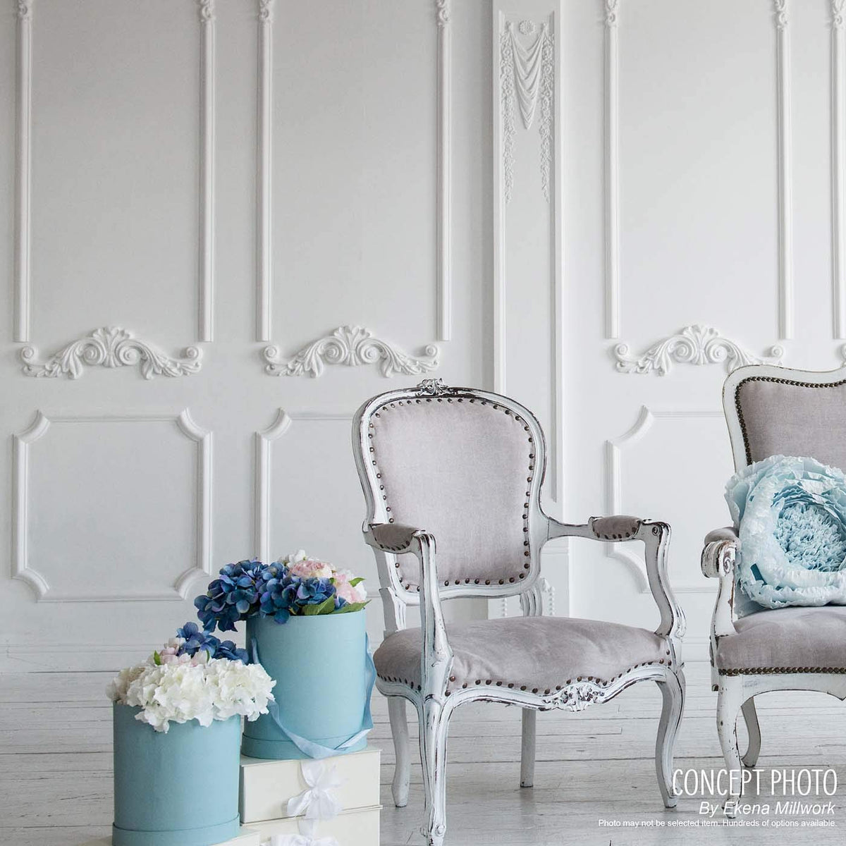 02 16"W x 28"H x 1/2"P Ashford Molded Scalloped Wainscot Wall Panel,Factory Primed White