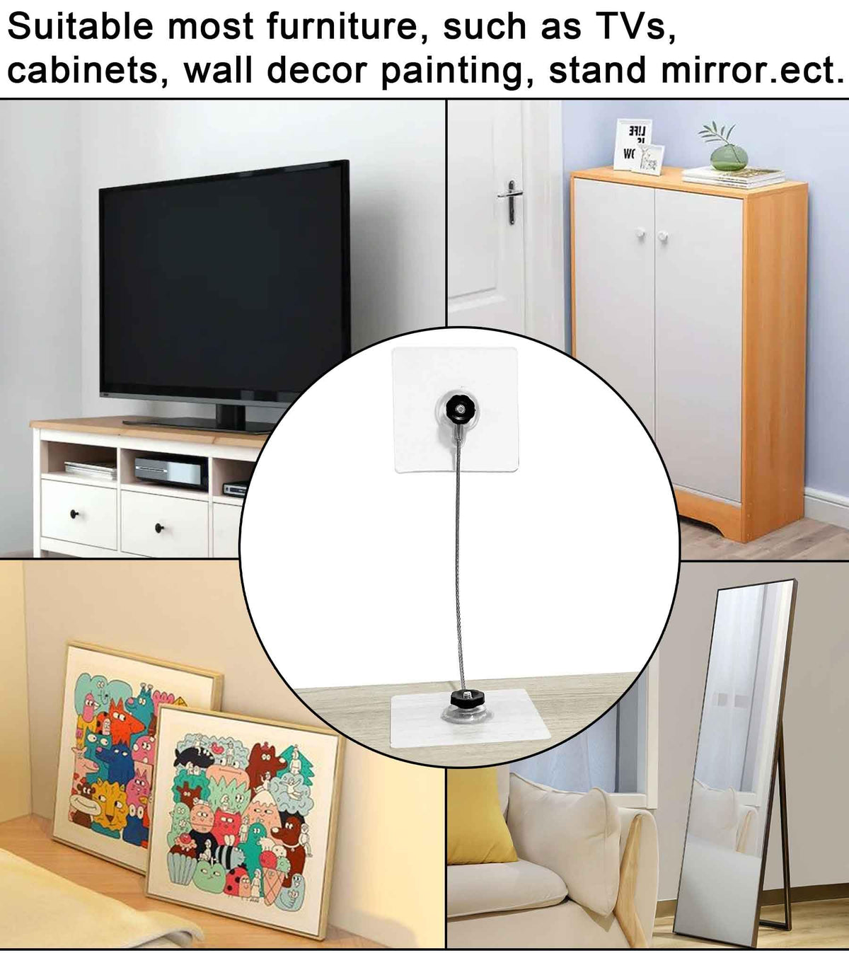 18 inches Stainless Steel Furniture Straps for Baby Proofing, No-Drill Furniture Anchors Earthquake Straps, Prevent