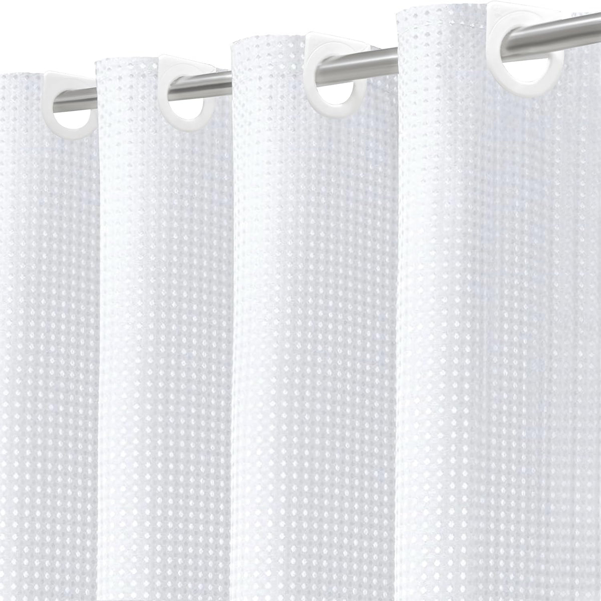 No Hook Shower Curtain with Removable Snap-in Liner, Waffle Weave 230 GSM Polyester, Weighted Hem, Water Repellent