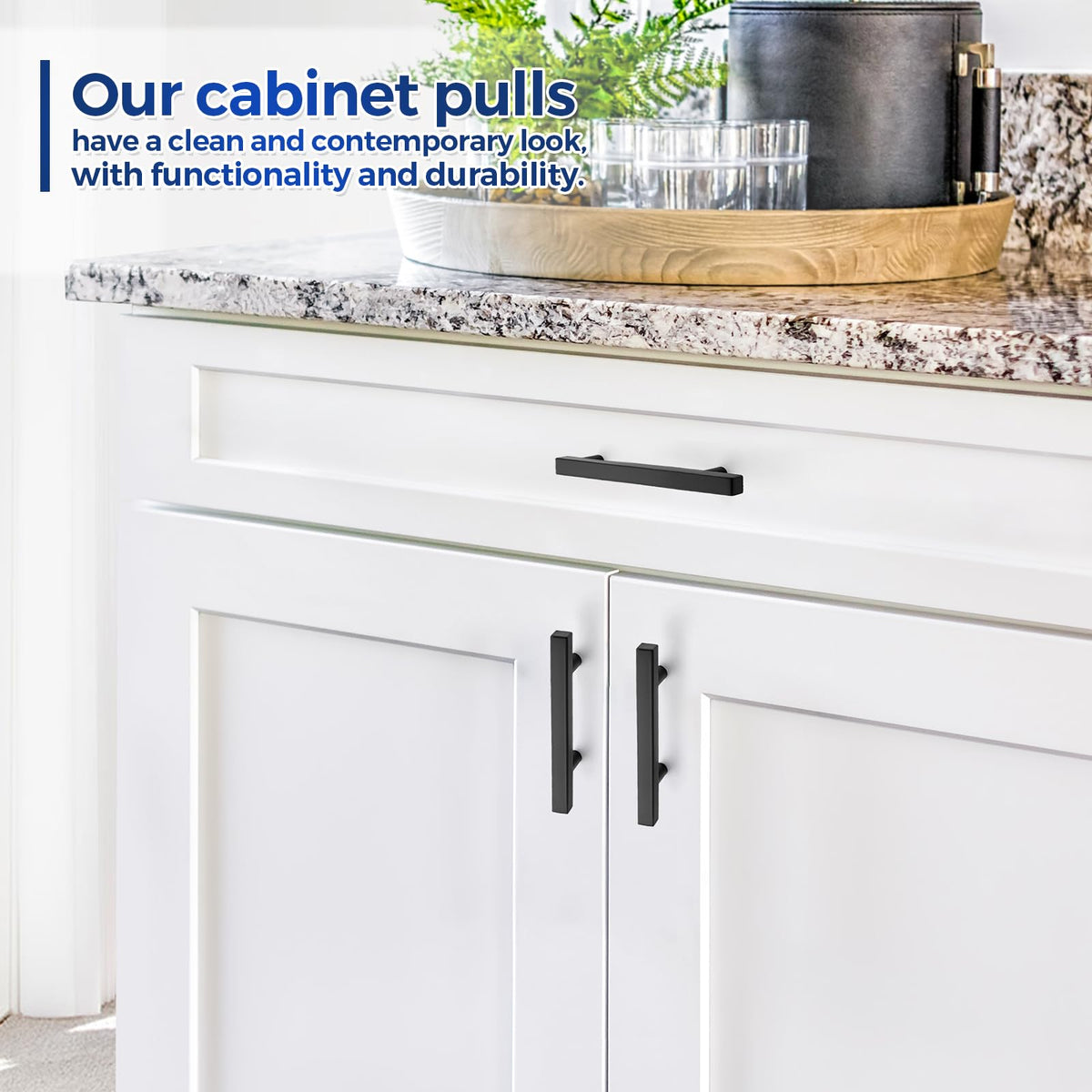 Matte Black Pulls Cabinet Square Handles 3 Inch 30 Pack