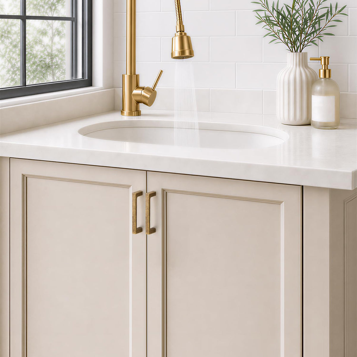 Antique Brass Kitchen Cabinet Solid Handles,3-1/2 Inch,10 Pack
