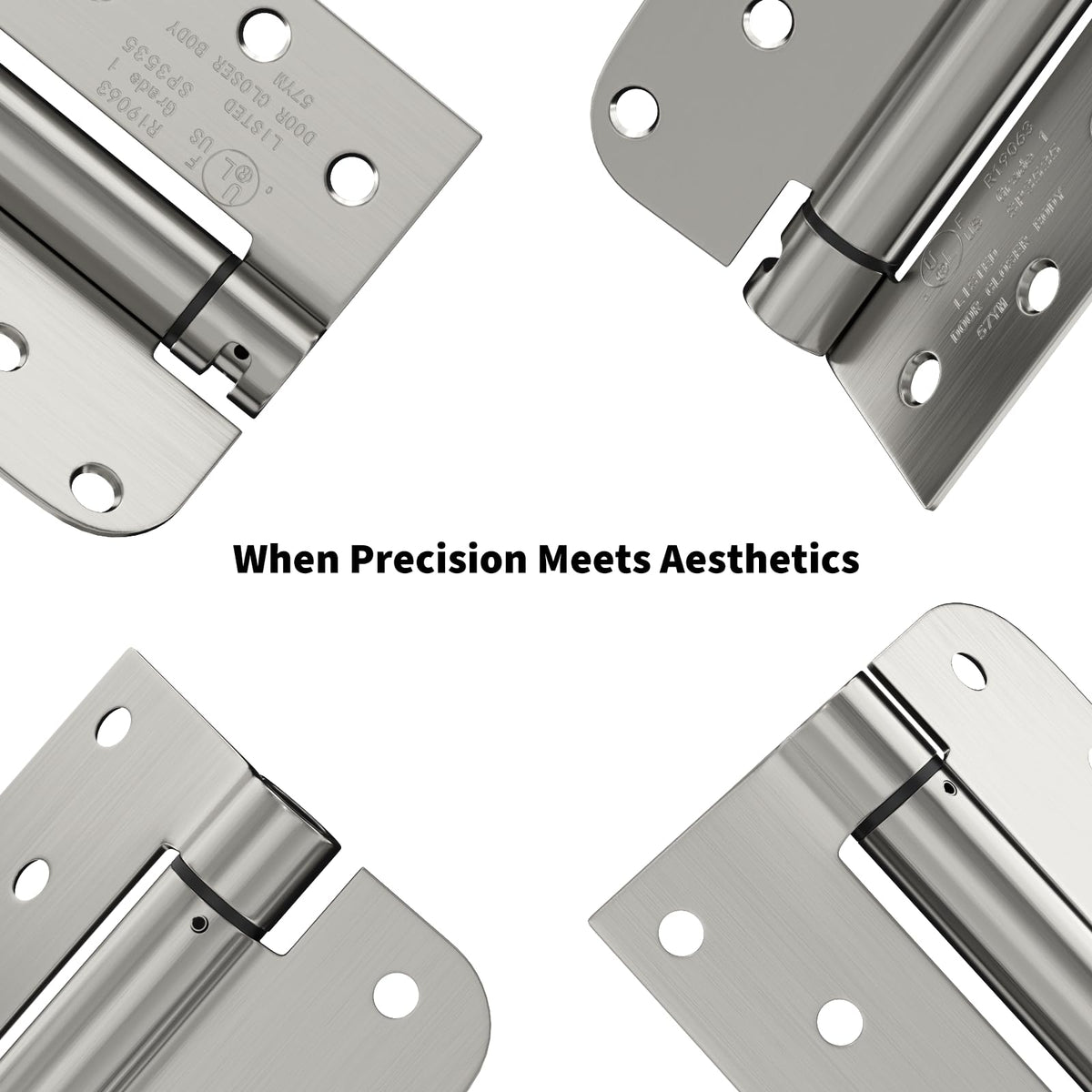 2 Pack Spring Hinges Satin Nickel 4" Square 5/8" Radius Corners