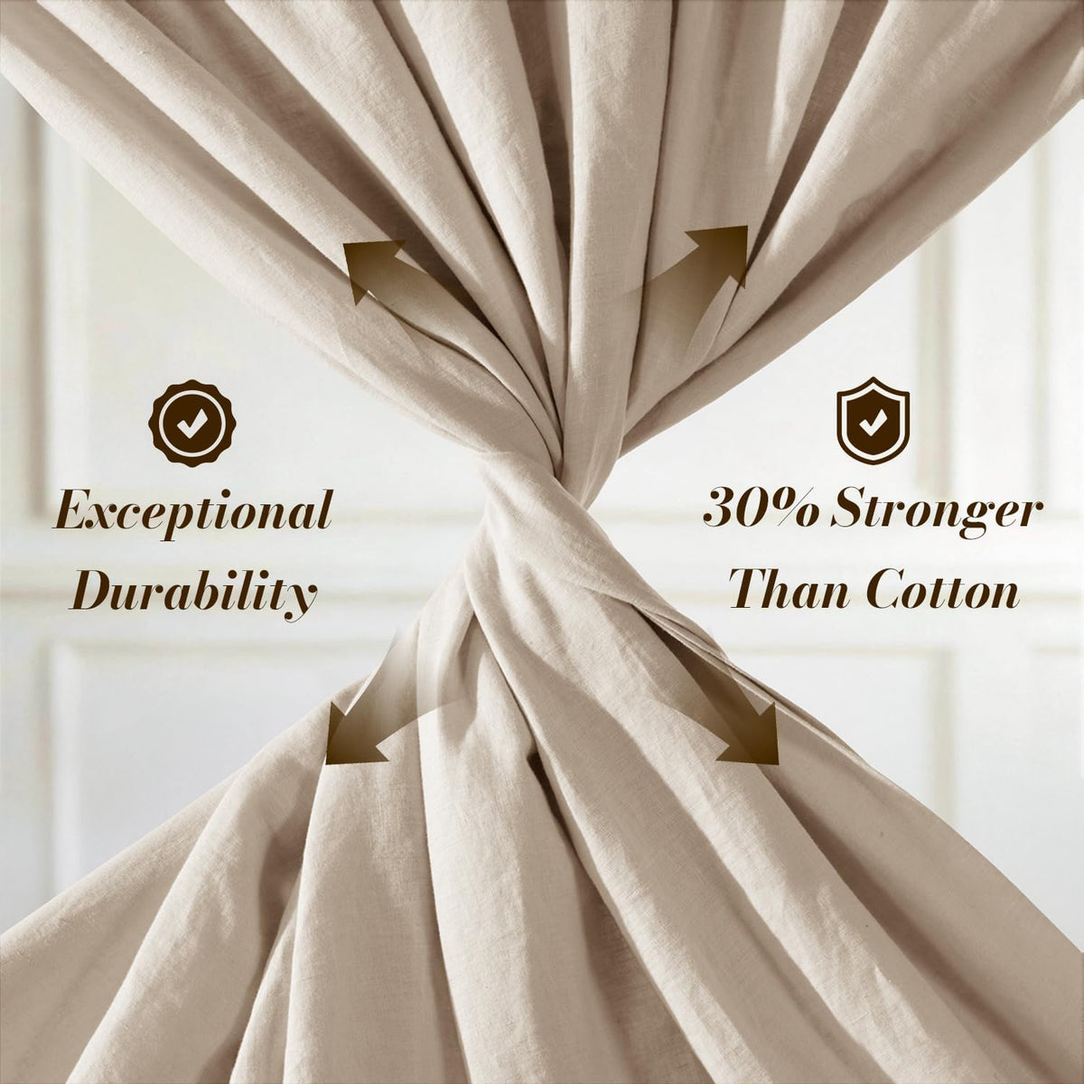 100% French Linen King Sheets Set,Natural Flax Bedding