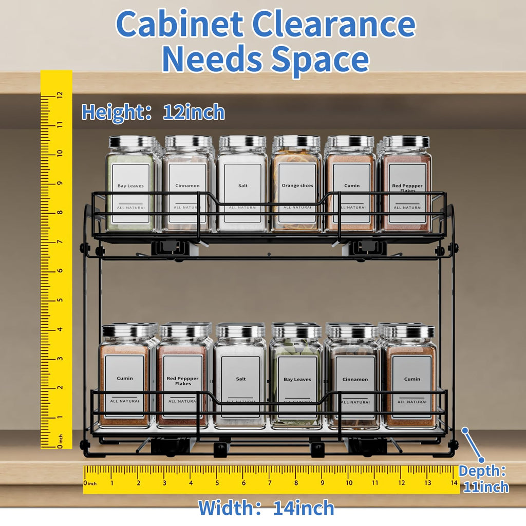 Pull Out Spice Rack, Spice Rack Organizer, Pull Out Spice Racks for Inside Cabinets, Height Adjustable Heavy