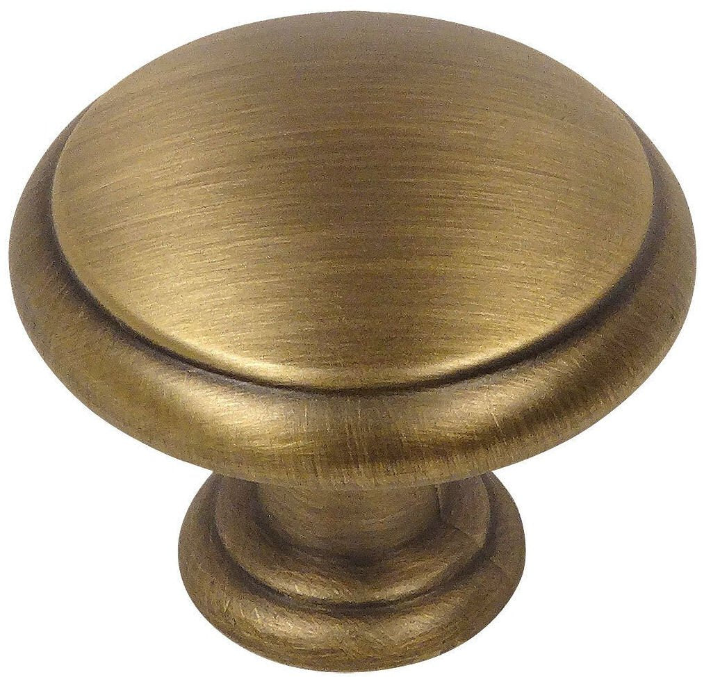 10 Pack 5422BAB Brushed Antique Brass Mushroom Knob 1-3/16 Diameter