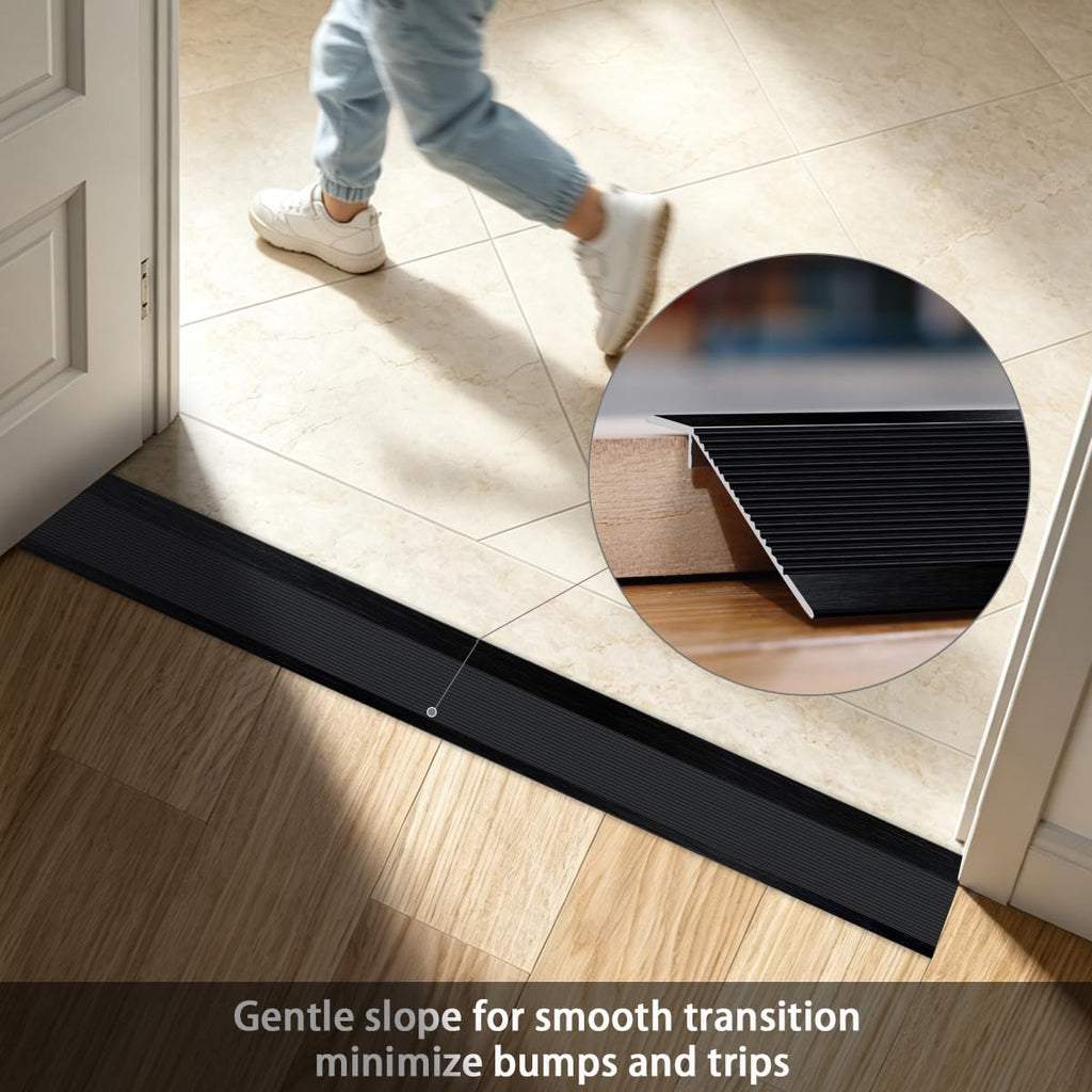 Aluminum Profile Floor Transition Strip, Brushed Black, 35.4"x3.9"