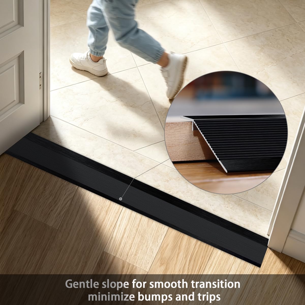 Aluminum Profile Floor Transition Strip, Brushed Black, 35.4"x3.9"