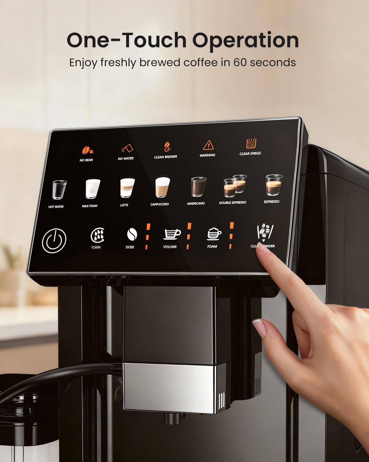 Fully Automatic Espresso Machine with Milk Frother & Grinder