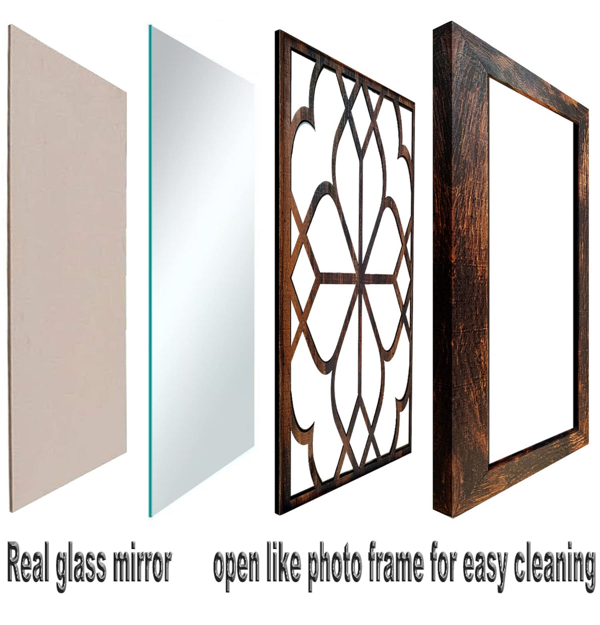 Set of 4 Mirrors Square Wall Mirror,Gorgeous Rustic Farmhouse Accent Mirror,Caramel Color Entry Mirror