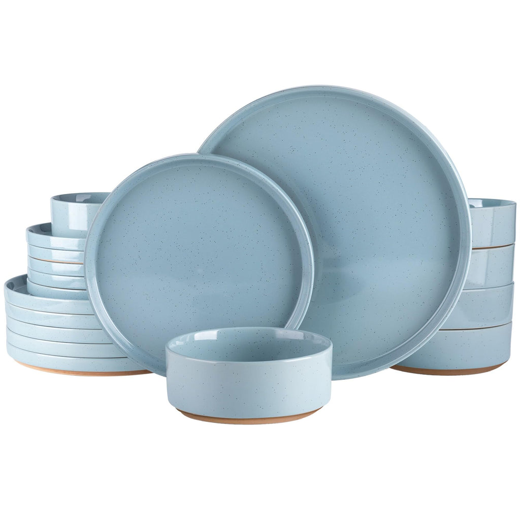 Stoneware Dinnerware Sets for 6,18Pcs Plates and Bowls Set