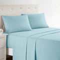 Bed Sheets Set, 4Piece Sheet Set, Microfiber, Deep Pocket, Light Blue Aqua, Solid, Premier 1800