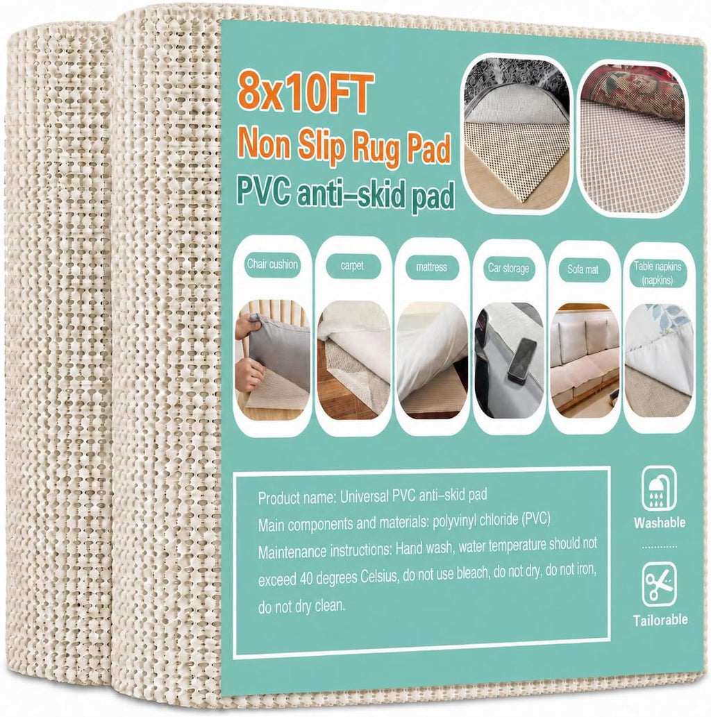 Non Slip Rug Pad 8x10 Feet for Hardwood Floors and Large Area Rugs